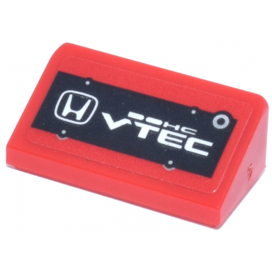 red slope 30 1 x 2 x 2 3 with white honda logo dohc vtec and silver rivets on black background pattern sticker - set 77241