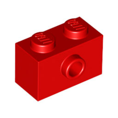 red brick modified 1 x 2 with stud on side