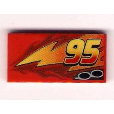 red tile 2 x 4 with lightning exhaust pipes and offset 95 pattern model left side