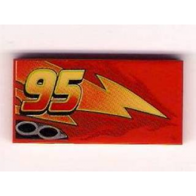 red tile 2 x 4 with lightning exhaust pipes and offset 95 pattern model right side