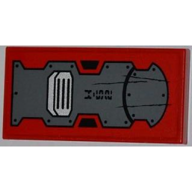 red tile 2 x 4 with bolted panels grille x-52 and scratches pattern sticker - set 8080