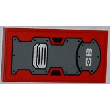 red tile 2 x 4 with bolted panels white 80 and grille pattern sticker - set 8080