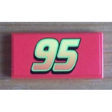 red tile 2 x 4 with 95 large font pattern sticker - set 8679