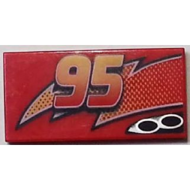 red tile 2 x 4 with lightning exhaust pipes and centered 95 pattern model left side
