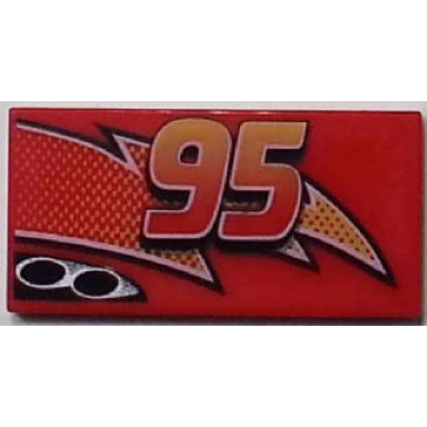 red tile 2 x 4 with lightning exhaust pipes and centered 95 pattern model right side