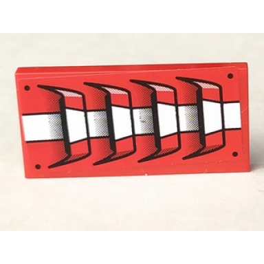 red tile 2 x 4 with 4 air intakes and white stripe pattern sticker - set 8897
