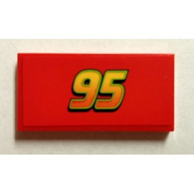 red tile 2 x 4 with 95 small font pattern sticker - set 8206