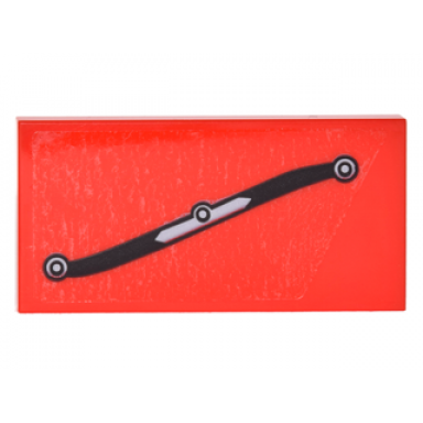 red tile 2 x 4 with black and silver scroll pattern model right side sticker - set 75828