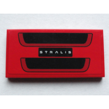 red tile 2 x 4 with white stralis and black grille pattern sticker - set 75913