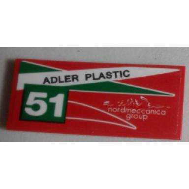 red tile 2 x 4 with adler plastic 51 and nordmeccanica group pattern model left side sticker - set 75908