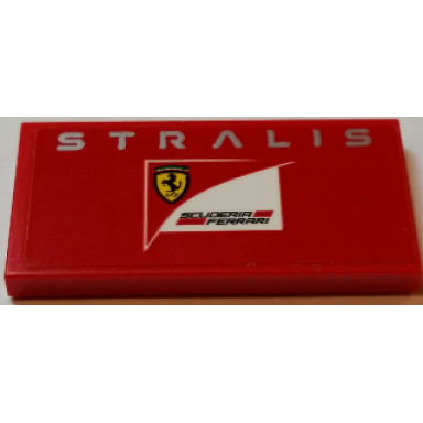 red tile 2 x 4 with stralis and scuderia ferrari logo pattern sticker - set 75913