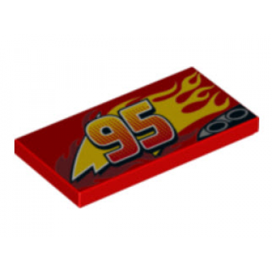 red tile 2 x 4 with lightning exhaust pipes centered 95 and flames pattern model left side