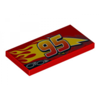 red tile 2 x 4 with lightning exhaust pipes centered 95 and flames pattern model right side