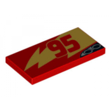red tile 2 x 4 with gold lightning red 95 and exhaust pipes pattern model left side