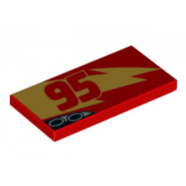 red tile 2 x 4 with gold lightning red 95 and exhaust pipes pattern model right side