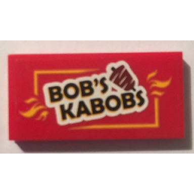 red tile 2 x 4 with bobs kabobs pattern sticker - set 70812