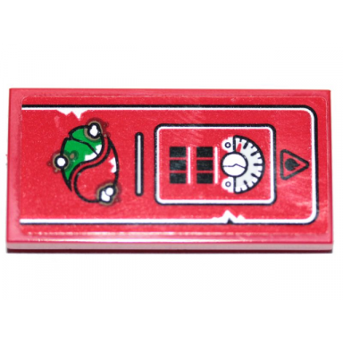 red tile 2 x 4 with octan logo and gas fuel gauge pattern sticker - set 70823