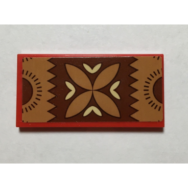red tile 2 x 4 with reddish brown tan and nougat polynesian design mat rug pattern sticker - set 41150