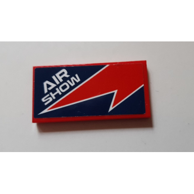 red tile 2 x 4 with red lightning and air show pattern sticker - set 60177
