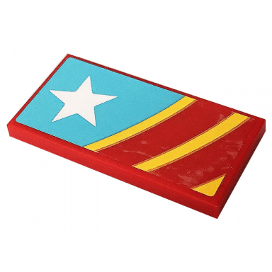 red tile 2 x 4 with star and stripes pattern sticker - set 41232