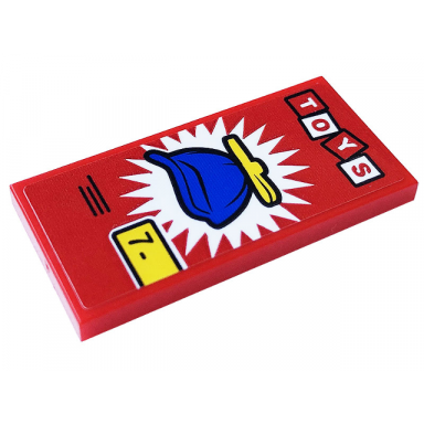 red tile 2 x 4 with toys number 7 and blue propeller hat pattern sticker - set 60233