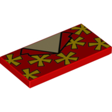 red tile 2 x 4 with yellow flowers tan neck and black outlined collar pattern brickheadz dale shirt front