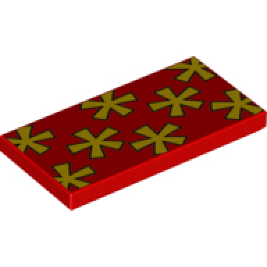red tile 2 x 4 with yellow flowers pattern brickheadz dale shirt back