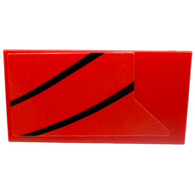 red tile 2 x 4 with black curved stripes pattern model right side sticker - set 76916