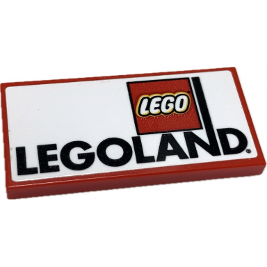 red tile 2 x 4 with large lego logo and legoland pattern sticker - sets 40429 40473