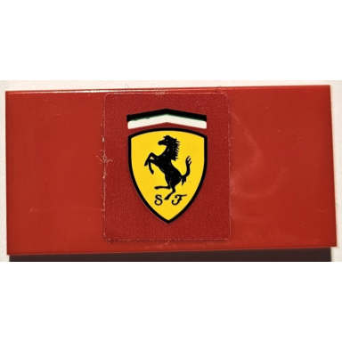 red tile 2 x 4 with ferrari logo pattern sticker - set 75889