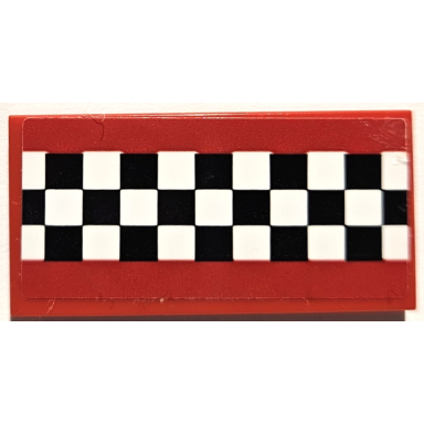 red tile 2 x 4 with black and white checkered pattern sticker - set 75889