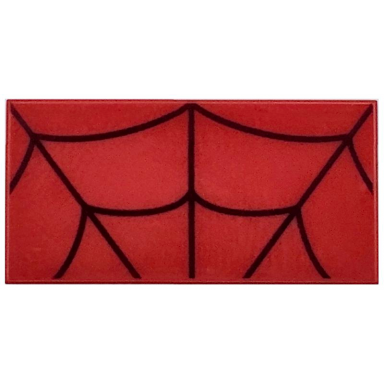 red tile 2 x 4 with dark red curved lines spider web pattern brickheadz iron spider-man forehead