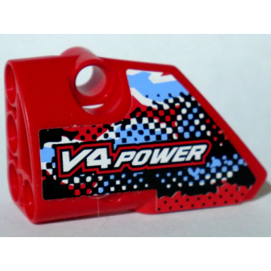 red technic panel fairing 1 small smooth short side a with v4 power pattern sticker - set 8048