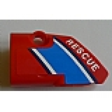 red technic panel fairing 1 small smooth short side a with rescue pattern sticker - set 8068