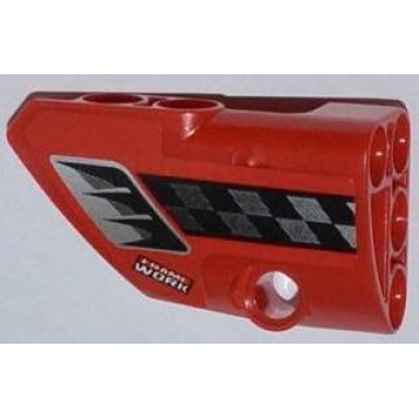 red technic panel fairing 1 small smooth short side a with air intake checkered stripe and frame work pattern sticker - set 42011
