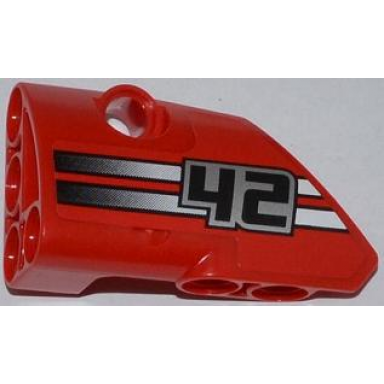 red technic panel fairing 1 small smooth short side a with 42 and 2 black to white fade stripes pattern sticker - set 42011