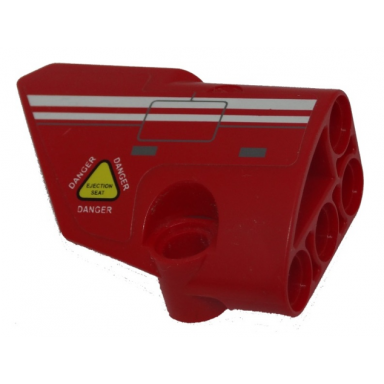 red technic panel fairing 1 small smooth short side a with white stripes danger and ejection seat pattern sticker - set 9394
