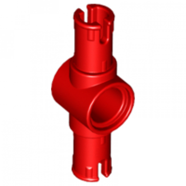 red technic pin 3l with friction ridges and center pin hole