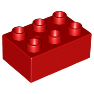 red duplo brick 2 x 3