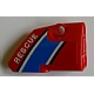 red technic panel fairing 2 small smooth short side b with rescue pattern sticker - set 8068