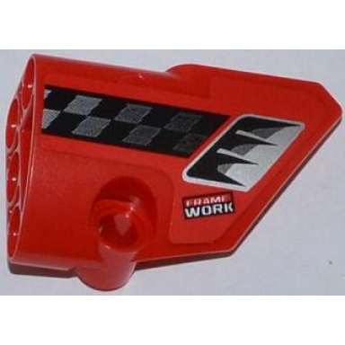 red technic panel fairing 2 small smooth short side b with air intake checkered stripe and frame work pattern sticker - set 42011