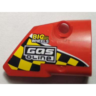 red technic panel fairing 2 small smooth short side b with black and yellow squares big big wheels gasoline pattern sticker - set 42005
