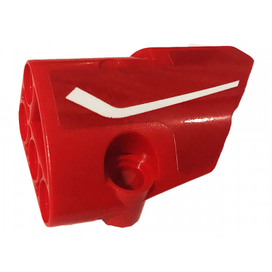 red technic panel fairing 2 small smooth short side b with white stripe pattern sticker - set 42107