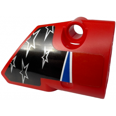 red technic panel fairing 2 small smooth short side b with 5 silver stars and blue and white stripes pattern sticker - set 42153