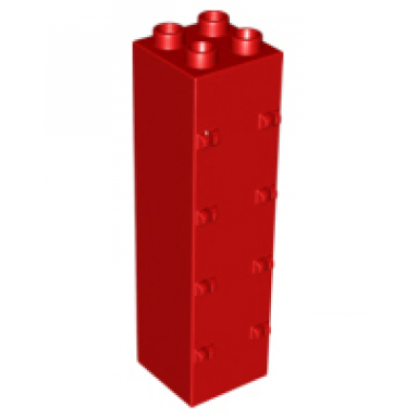 red duplo wall 2 x 2 x 6 with drawer slots and 8 hinges