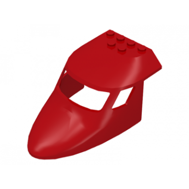 red aircraft fuselage forward top curved 6 x 10 x 4 with 3 window panes