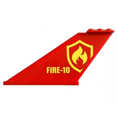red tail 12 x 2 x 5 with yellow and red fire logo badge and yellow fire-10 pattern on both sides stickers - set 60217