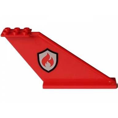 red tail 12 x 2 x 5 with black and silver fire logo badge pattern on both sides