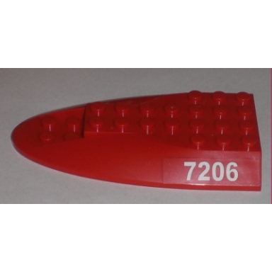 red aircraft fuselage aft section curved top 6 x 10 with 7206 pattern on both sides stickers - set 7206
