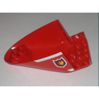 red aircraft fuselage aft section curved bottom 6 x 10 with fire logo pattern on both sides stickers - set 7206